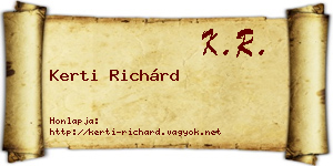Kerti Richárd névjegykártya